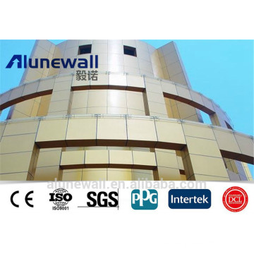 Alunewall Silver / Gold Mirror A2 / B1 clase superficie de relieve incombustible panel compuesto de aluminio FR / A2 acp con un ancho máximo de 2 metros